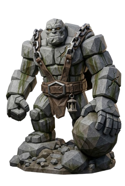 Ilustração de um Litoide Golem.